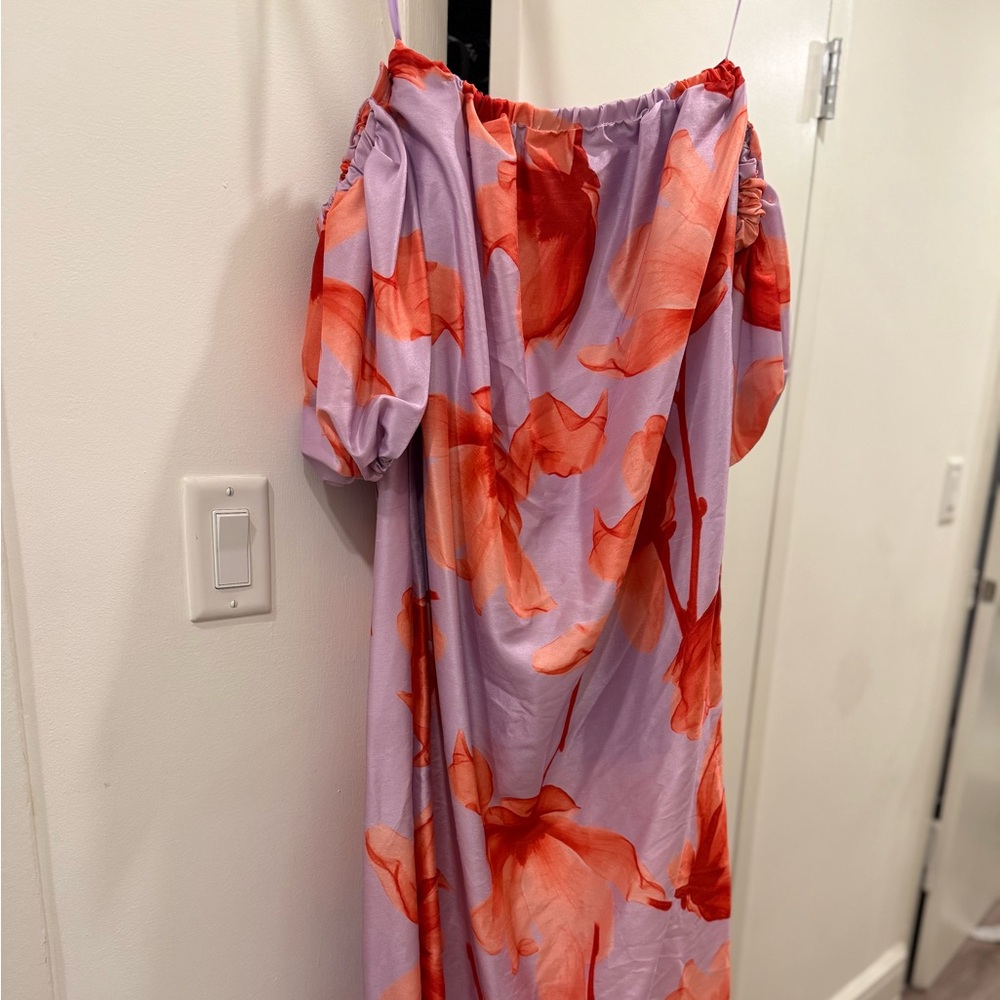 Hutch Strapless Dress in Red and Purple